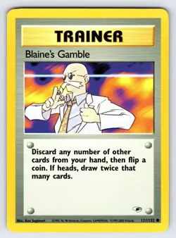 Blaine's Gamble 121/132 Gym Heroes Pokemon Card Vintage WOTC Common - Nm/Vlp - Image 1