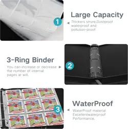 Trading Card Binder with Sleeves 9 Pocket Premium 720 Double Sided Pocket PU ... - Image 4