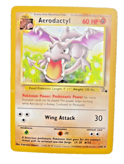 Pokemon TCG Rare Holofoil Aerodactyl 1/62 Base Set Holographic NM Vintage Fossil - Image 2