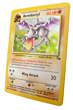 Pokemon TCG Rare Holofoil Aerodactyl 1/62 Base Set Holographic NM Vintage Fossil - Image 3