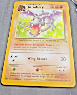 Pokemon TCG Rare Holofoil Aerodactyl 1/62 Base Set Holographic NM Vintage Fossil - Image 4
