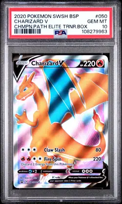 2020 POKEMON SWSH BLACK STAR PROMO 050 CHARIZARD V PSA 10 - Image 1