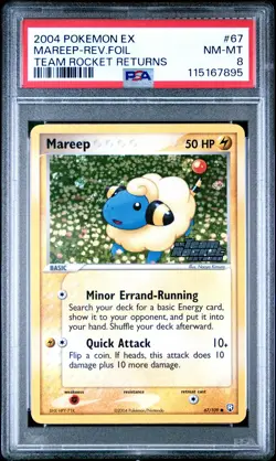 2004 POKEMON EX TEAM ROCKET RETURNS #67 MAREEP-REVERSE FOIL PSA 8 - Image 1