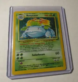 Pokemon TCG Base Set Unlimited Venusaur Holo Card 15/102 Vintage 1999 Played - Image 1