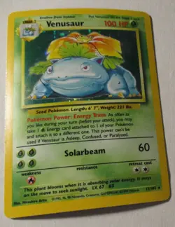 Pokemon TCG Base Set Unlimited Venusaur Holo Card 15/102 Vintage 1999 Played - Image 2