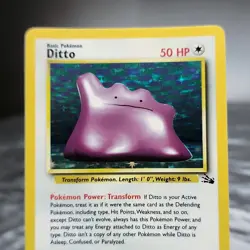 Ditto 3/62 Holo Fossil Set Pokemon Card WOTC 1999 Vintage TCG English Rare LP - Image 2