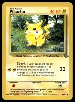 Pikachu 60/64 Pokemon Card Jungle Common 50 HP Lightly Played SH - Image 1