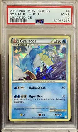 2010 Pokemon Heartgold & Soulsilver Cracked Ice 4 Gyarados Holo PSA 9 Mint - Image 1