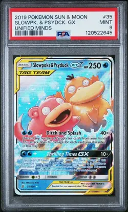 Pokemon Slowpoke & Psyduck 2019 Sun & Moon Unified Minds #35 PSA 9 Mint - Image 1