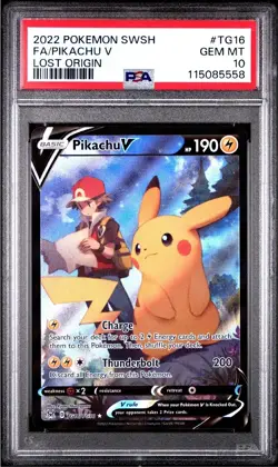 Pokemon Pikachu V 2022 SWSH Lost Origin Full Art #TG16 PSA 10 Gem Mint - Image 1