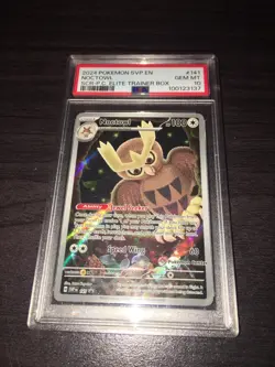 2024 POKEMON STELLAR CROWN POKEMON CENTER ETB PROMO #141 NOCTOWL PSA 10 - Image 1
