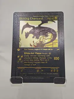 Pokemon TCG - Shining Charizard Metal Foil Ultra Rare - Custom Black Metal Card - Image 1