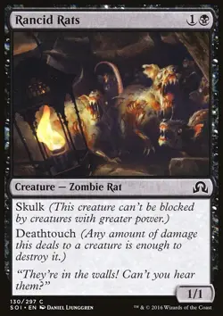 MTG Magic the Gathering Rancid Rats (130/356) Shadows over Innistrad LP - Image 1
