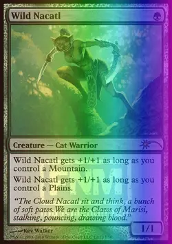 MTG Magic the Gathering Wild Nacatl (12/12) Friday Night Magic 2010 LP FOIL - Image 1