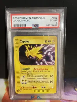 Zapdos Aquapolis Holo Rare Pokemon Card H32 PSA 6 - Image 1
