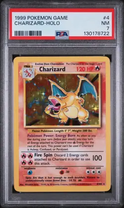 1999 Pokemon Game Charizard #4 BASE SET PSA 7 HOLO - Image 1
