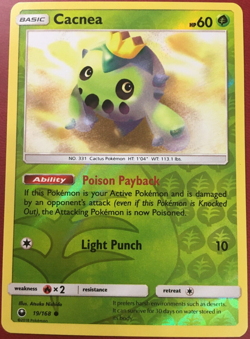 POKEMON CACNEA 19/168 CELESTIAL STORM COMMON REVERSE HOLO NEAR MINT - Image 1