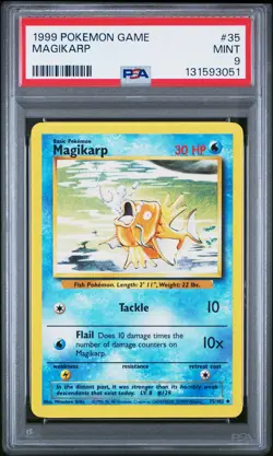 1999 Pokemon Game Base Set Unlimited #35 Magikarp PSA 9 MINT - Image 1
