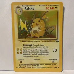 Pokemon TCG Raichu Fossil Holo Rare Card 14/62 Unlimited Vintage, Near Mint LP - Image 1