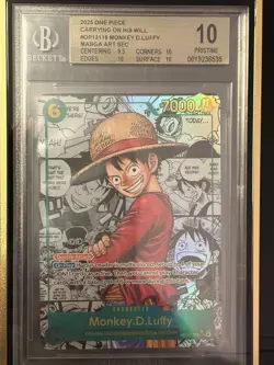 BGS 10 One Piece Card Monkey D Luffy Manga Alt Art OP13 Carrying On His Will - Image 2