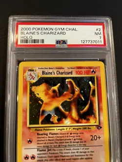 Pokemon 2000 Gym Challenge Blaine's Charizard Holo Card #2 PSA 7 - Image 3