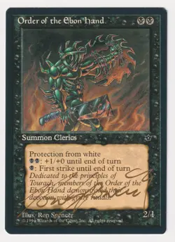 Gold Signed Order of the Ebon Hand LP Fallen Empires Artist Ron Spencer 1994 MTG - Image 1