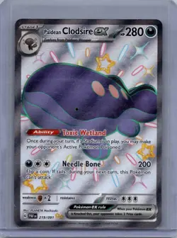 Paldean Clodsire ex 219/091 - Pokemon TCG Paldean Fates Shiny Full Art Rare NM - Image 1