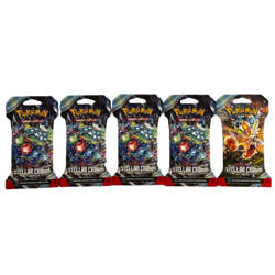Pokemon TCG Stellar Crown Booster Pack Bundle: 5 Factory Sealed Packs English - Image 1