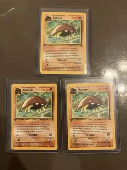Set Of 3 Pokemon TCG Kabuto 1st Edition Fossil 50/62 1999-2000 MP - Image 1