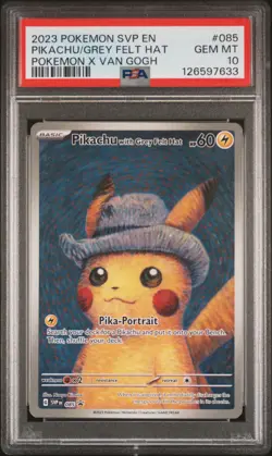 2023 POKEMON SVP EN-SV BLACK STAR PROMO #085 PIKACHU WITH GREY FELT HAT PSA 10 - Image 1