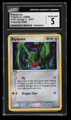 2006 Pokemon POP Series 1 Rayquaza CGC 5 English #3/17 Cosmos Holo - Image 1