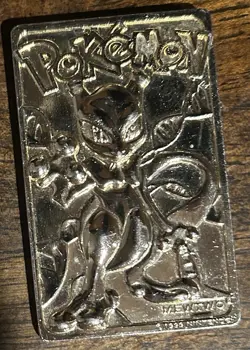 Pokemon 23K Gold Plated Mewtwo Trading Card 1999 Burger King Limited Edition - Image 1