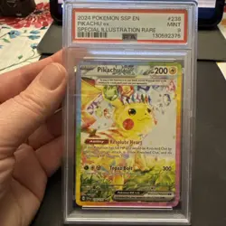 Pokemon TCG Surging Sparks Pikachu EX Card 2024 SIR, 238/191, PSA 9 Mint - Image 1