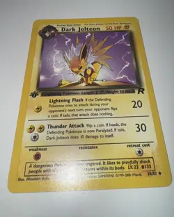 Team Rocket First Edition Dark Jolteon #38 Vintage Pokemon Card - Image 1