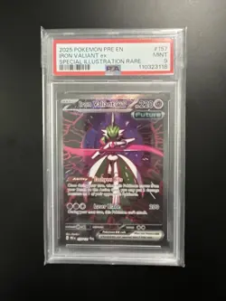 Pokemon Iron Valiant EX 2025 Prismatic Evolutions Card 157/131 PSA 9 - Image 1