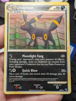 Umbreon 10/90 HGSS Pokemon card Undaunted Regular Rare Card (non holo) lp - Image 1