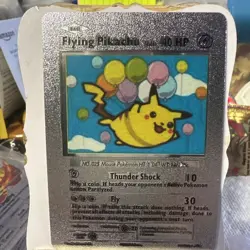 Flying Pokemon Card Pikachu V Silver Foil Fan Art Card NM - Image 1