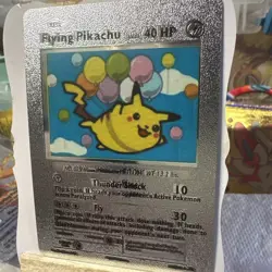 Flying Pokemon Card Pikachu V Silver Foil Fan Art Card NM - Image 2