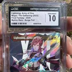 LIGHTNING, ARMY OF ONE Final Fantasy Borderless Surge Foil Mythic CGC 10 MTG - Image 4