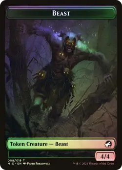 MTG FOIL {Beast Token} // {Human Token} - Innistrad: Midnight Hunt #T08T01 - Image 1