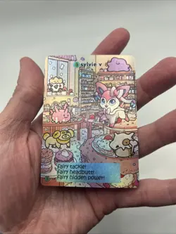 Pokiebubies 1st Edition Fan Art Chef Ken Lee Sylvie V #133 Sylveon Holo Pokemon - Image 4