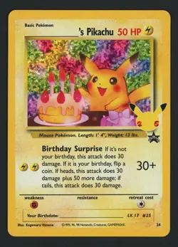 ______'s (Birthday) Pikachu 24/53 Celebrations: Classic Collection Pokemon TCG - Image 1