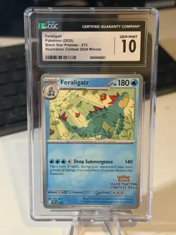 2025 Pokemon Feraligatr SVP 213 Black Star Promo Illustration Contest CGC 10 - Image 1