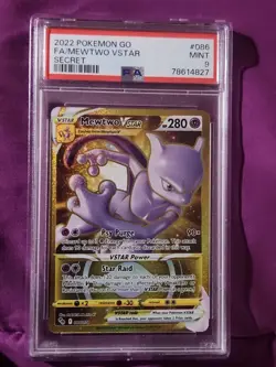2022 Pokemon Go Mewtwo VSTAR 086/078 Gold Secret Full Art Rare PSA 9 MINT - Image 1