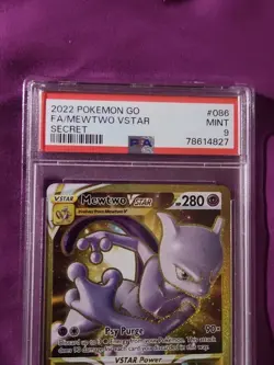 2022 Pokemon Go Mewtwo VSTAR 086/078 Gold Secret Full Art Rare PSA 9 MINT - Image 2