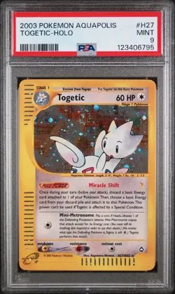Pokemon Togetic 2003 Aquapolis Holo Rare #H27 PSA 9 🔥🌀New Cert W/ Swirl🌀🔥 - Image 1