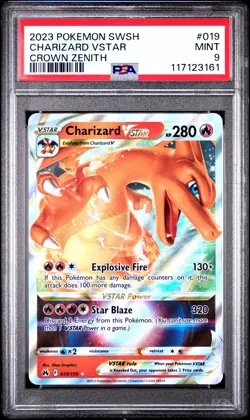 2023 POKEMON SWORD & SHIELD CROWN ZENITH #019 CHARIZARD VSTAR PSA 9 - Image 3