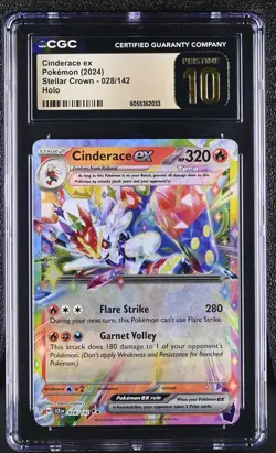 CINDERACE EX Stellar Crown Holo Rare #028 CGC Pristine 10 Pokemon - Image 1