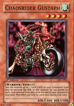 Yugioh! LP Chaosrider Gustaph - IOC-018 - Super Rare - 1st Edition Lightly Playe - Image 1