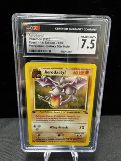 CGC 7.5 Aerodactyl Fossil 1st Edition Cosmos Holo 1/62 Prerelease Pokemon Card - Image 1